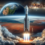 A-realistic-image-depicting-a-NASA-rocket-equipped-with-advanced-technology-launching-towards-Mars