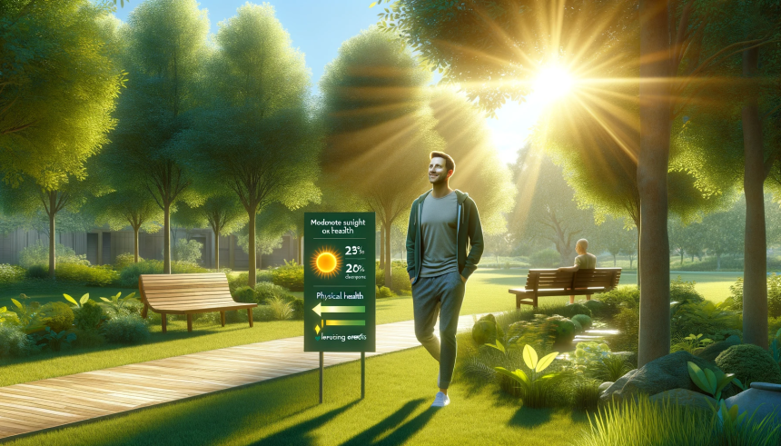 A realistic image that visually captures the benefits of sunlight on human health