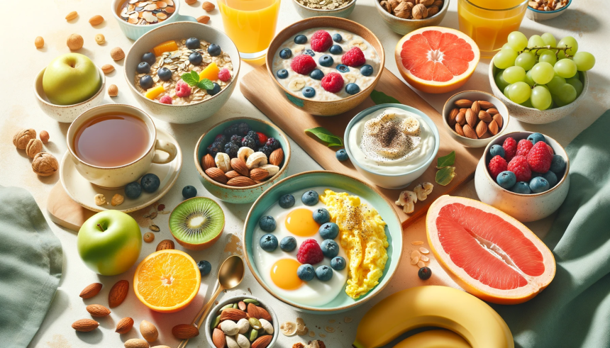 A-vibrant-and-healthy-breakfast-spread-showcasing-a-variety-of-energy-boosting-foods