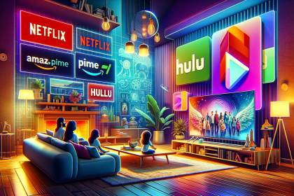 A vibrant and modern image depicting the concept of Over-the-Top (OTT) platforms