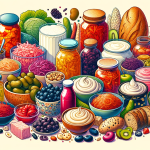 A vibrant illustration that showcases an array of fermented delicacies from around the world