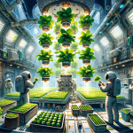 An illustration depicting the concept of growing green salads on the International Space Station (ISS)