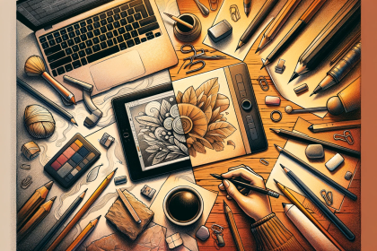 An illustration that captures the essence of traditional sketching in contrast to the digital art world