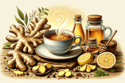 An illustration that embodies the essence of ginger tea as a traditional and healthful beverage