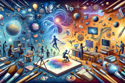 An illustration that encapsulates the dynamic fusion of art and technology, showcasing the transformative impact on creative expression