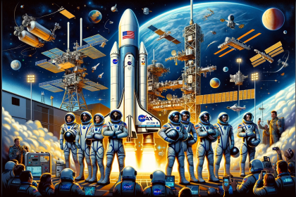 An illustration that encapsulates the essence of NASA's SpaceX Crew-8 mission to the International Space Station