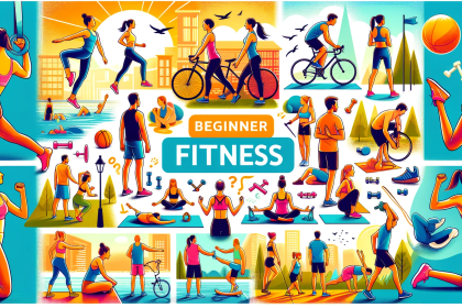 An illustration that showcases a variety of beginner-friendly fitness activities for someone starting their fitness journey