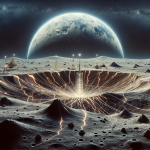 An illustration that visualizes the phenomenon of an earthquake on the moon, known as a moonquake