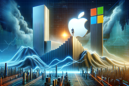 An image that embodies the concept of 'Microsoft Surpasses Apple as World's Most Valuable Company'