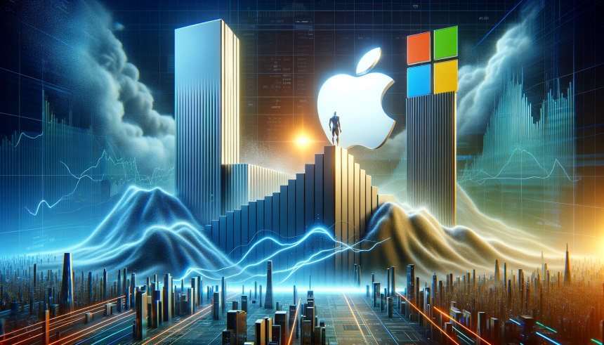 An image that embodies the concept of 'Microsoft Surpasses Apple as World's Most Valuable Company'