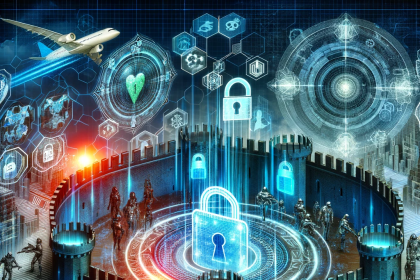 Dynamic image depicting the top 10 trends reshaping cybersecurity in 2023, featuring digital fortresses, advanced encryption methods, and cybersecurity