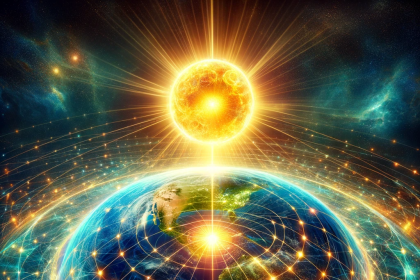 Visualize the concept of 'One Sun, One Planet, One Grid,' representing universal energy