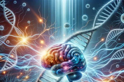 A conceptual image that symbolizes a groundbreaking shift in treating neurological diseases through genetic engineering