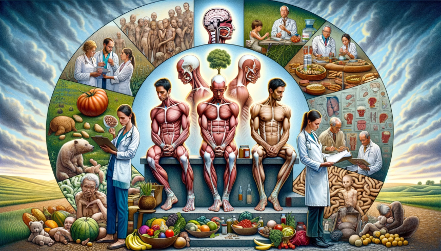 A detailed illustration capturing the essence of protein deficiency and its impact on human health