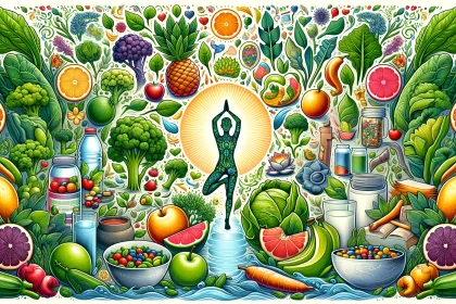 A detailed illustration that encapsulates the essence of detoxification through a healthy diet and lifestyle