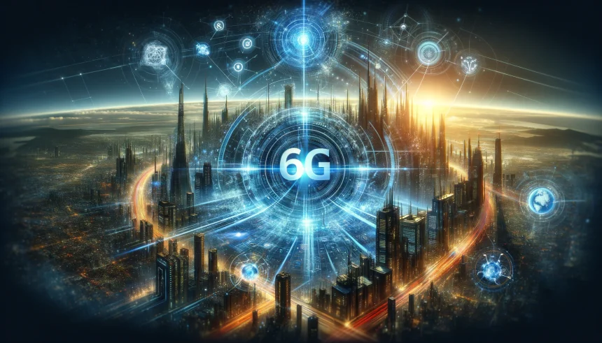 A futuristic image that visually represents the concept of 6G technology