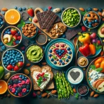 A variety of heart-healthy snacks