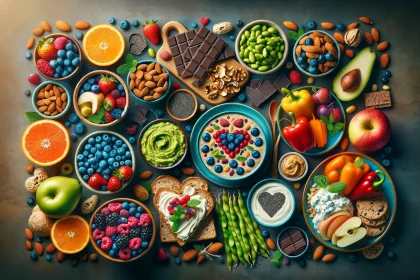 A variety of heart-healthy snacks