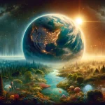 An illustration depicting Earth enveloped in a subtle, warm glow to signify the increased absorption of solar radiation