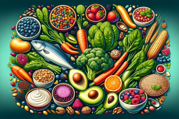 An illustration showcasing the top 10 superfoods for holistic health