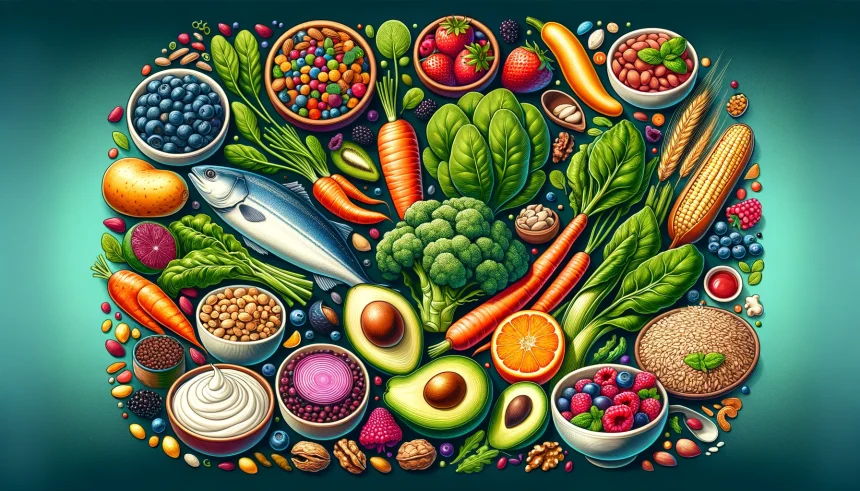 An illustration showcasing the top 10 superfoods for holistic health