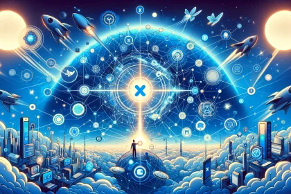 An illustration that captures the essence of Bluesky's launch and its potential impact on X (formerly Twitter)