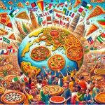 An illustration that captures the essence of World Pizza Day, showcasing the diversity and global appeal of pizza