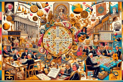 An illustration that encapsulates the rich history and global journey of bingo from its origins in Renaissance Italy