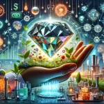 An illustration that encapsulates the vibrant growth and transformative impact of the synthetic diamond market