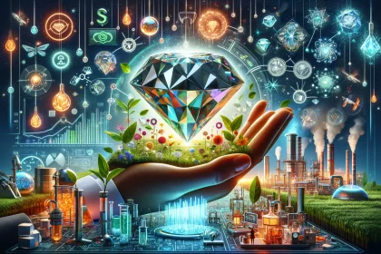 An illustration that encapsulates the vibrant growth and transformative impact of the synthetic diamond market