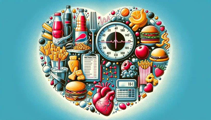 An illustration that visually represents the impact of ultra-processed foods on metabolic health