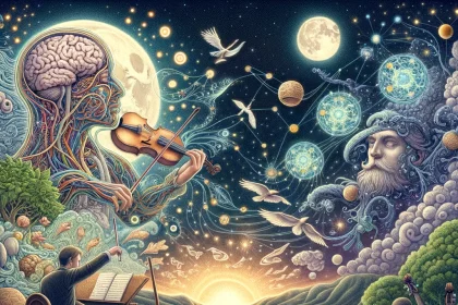 An intricate illustration that captures the essence of magnesium and melatonin's roles in regulating sleep