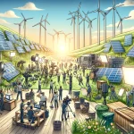 The world of film production with eco-friendly energy solutions, capturing the essence of a green revolution