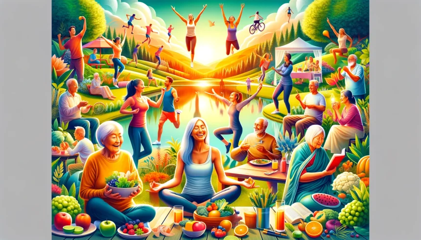 A vibrant and inspiring image that encapsulates the essence of living a longer, healthier life