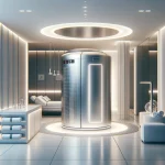 Cryotherapy chamber in a wellness spa setting