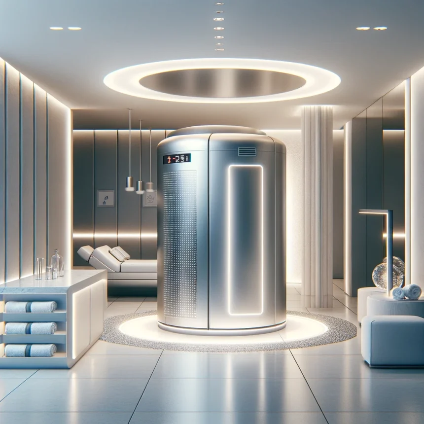 Cryotherapy chamber in a wellness spa setting