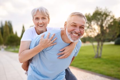 man and woman exercising