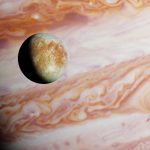 Jupiter's,Moon,Europa,In,Front,Of,The,Planet,Jupiter,(3d